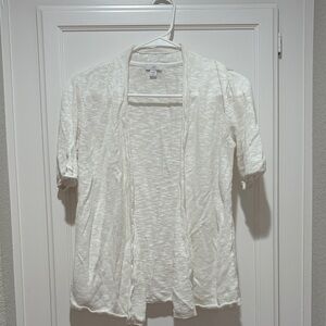 J Jill White Open-Front Cardigan